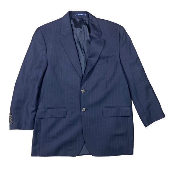 Lauren Ralph Lauren Women's Navy Blue Pinstripe Blazer Jacket Size 42R - Picture 1 of 16